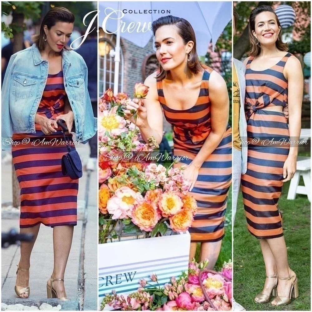 J.Crew Collection NWT tie waist striped midi Mandy Moore dress *shop@iamwarrior